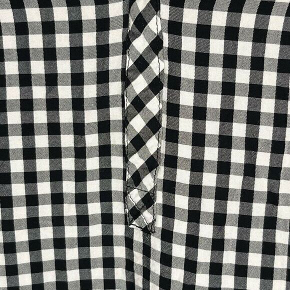 J. Jill Buffalo Plaid Black White Blouse Small - Picture 4 of 7
